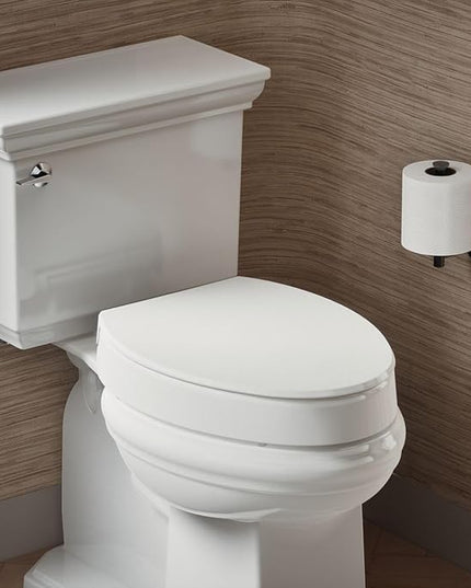 KOHLER 25875-0 Hyten 3" Height, Elevated Soft Close Elongated Toilet Seat, Contoured Seat with Grip-Tight Bumpers, Quick-Attach Hardware, No Slam Toilet Seat, White