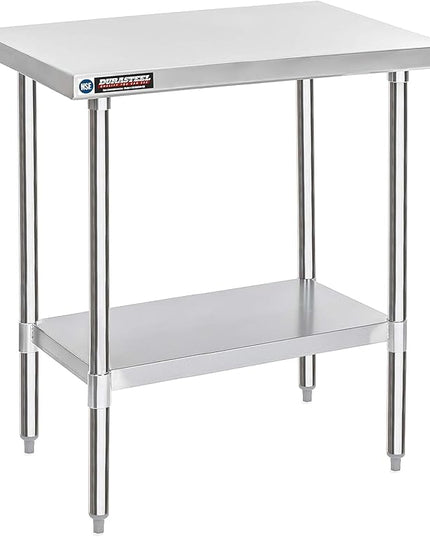 DuraSteel 30x36 Stainless Steel Work Table - NSF Commercial Prep Metal Table - Outdoor Pizza Oven Stand w/Under Shelf - Kitchen Island Laundry Utility Garage Microwave Stand Large Rolling Storage Cart