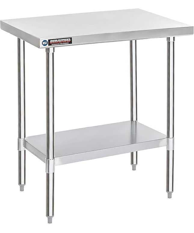 DuraSteel 30x36 Stainless Steel Work Table - NSF Commercial Prep Metal Table - Outdoor Pizza Oven Stand w/Under Shelf - Kitchen Island Laundry Utility Garage Microwave Stand Large Rolling Storage Cart