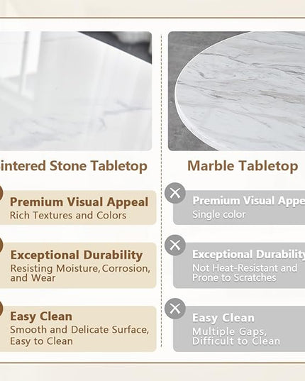 5 Piece Dining Table Set,4 Chair Dining Table Set, Sintered Stone Kitchen Table Top and Modern Chairs Set of 4 for Kitchen Dining Room, Small Space