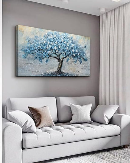 Wapluam Canvas Wall Art For Living Room Farmhouse Wall Decor Art For Bedroom Office Modern Decorations Tree Wall Paintings Blue Abstract Pictures Vintage Artwork Home Decor Posters 40"X20"