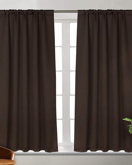 BGment Rod Pocket and Back Tab Blackout Curtains for Bedroom - Thermal Insulated Room Darkening Curtains for Living Room, 2 Window Curtain Panels (38 x 54 Inch, Brown)