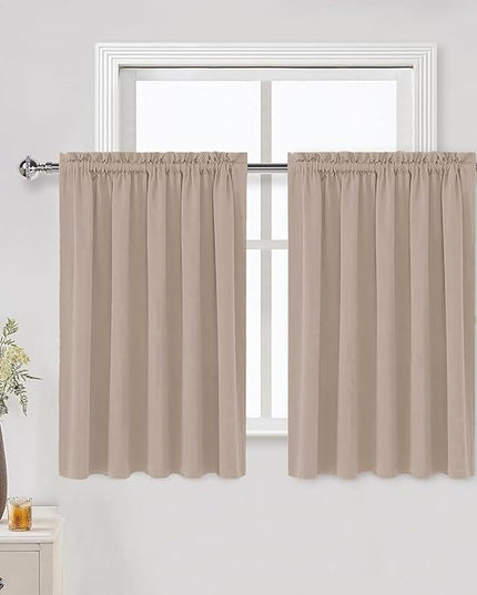 DWCN Blackout Curtains for Living Room Thermal Insulated, Energy Saving & Noise Reducing Bedroom Curtains, Camel, W 60x L 36 Inch, Set of 2 Rod Pocket Curtain Panels