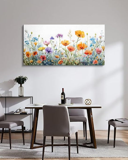 Wapluam Large Wall Decor For Living Room Wall Art For Bedroom Office Decoration Vintage Wildflower Canvas Prints Painting Flowers Pictures Artworks Ready To Hang Modern Aesthetic Room Home Decor