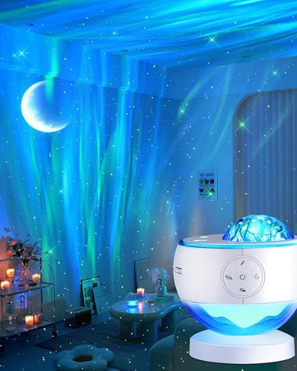 One Fire Northern Lights Projector,16Color Galaxy Projector for Bedroom, 15 White Noise Galaxy Light Projector, 5Moon Star Projector, Bluetooth Aurora Light Projector, Remote Timer Star Lights