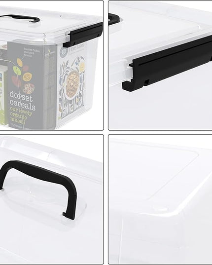 4-Pack 17.5 Quart Plastic Storage Bins with Lids, Stackable Storage Organizing Box with Handle, Clear