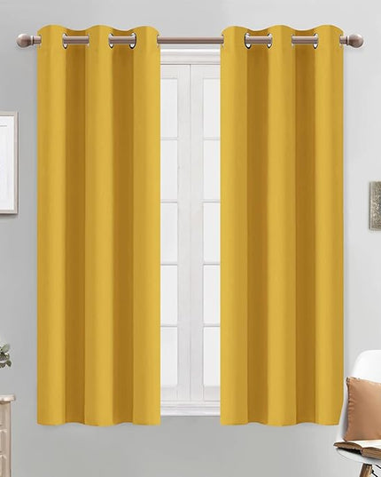 Yakamok Blackout Curtains Room Darkening Thermal Insulated with Grommet Window Curtain for Bedroom, 38 x 54 inch,Mustard Yellow, 2 Panels