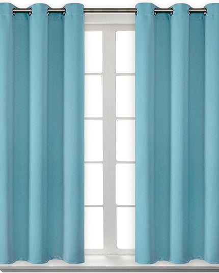 BGment Blackout Curtains - Grommet Thermal Insulated Room Darkening Bedroom and Living Room Curtains, Set of 2 Panels (38 x 54 Inch, Aqua)