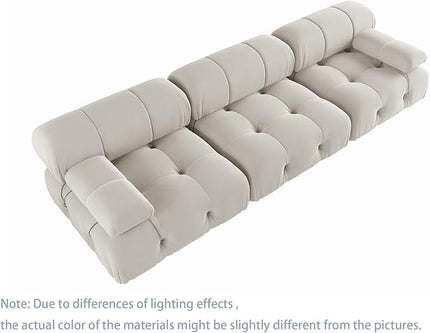 JACH 104" Convertible Modular Sectional Sofa, Minimalist Mid-Century Velvet Sofas Couches, Luxury Modern 3-Seat Wide Couch Sectional for Living Room Bedroom Office Apartment (Beige)