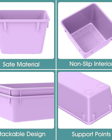 WOWBOX 25 PCS Plastic Drawer Organizer Set, 4 Sizes Desk Drawer Divider Organizers and Storage Bins for Makeup, Jewelry, Gadgets for Kitchen, Bedroom, Bathroom, Office, Purple