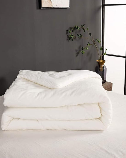 Houseri Fluffy King Size Velvet Comforter Set - Solid, Sherpa, Plain White Furry Bedding