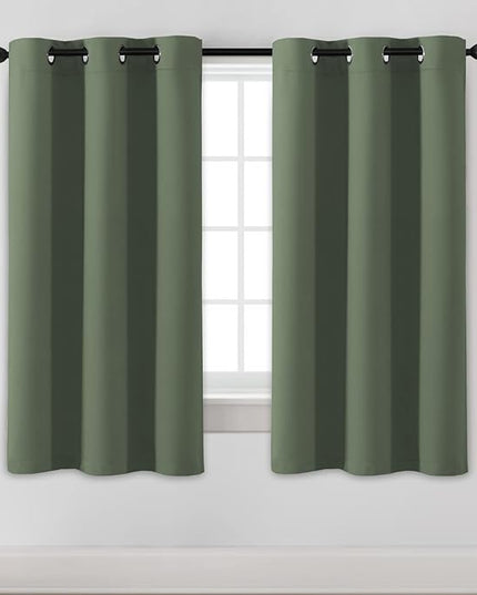 H.VERSAILTEX Blackout Curtains for Bedroom Thermal Insulated Room Darkening Living Room Curtains 63 Inch Long Grommet Privacy Protection Window Curtain Panels/Drapes, 2 Panels, Bronze Green