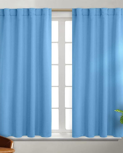 BGment Rod Pocket and Back Tab Curtains for Bedroom - Thermal Insulated Room Darkening Curtains for Living Room, 2 Window Curtain Panels (38 x 54 Inch, Sky Blue)