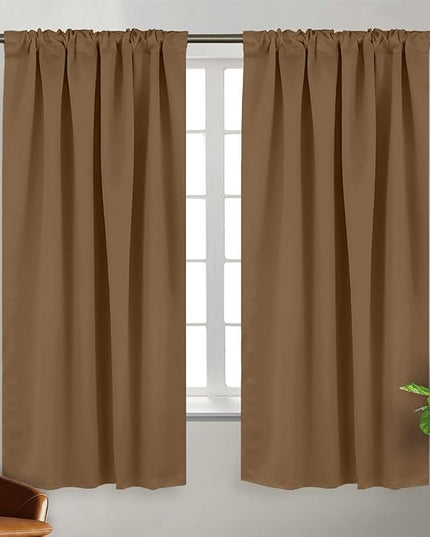 BGment Taupe Curtains 63 inch Length for Bedroom - Rod Pocket and Back Tab Blackout Curtains Thermal Insulated Room Darkening Curtains for Living Room, 2 Window Curtain Panels (Each 38 x 63 Inch)