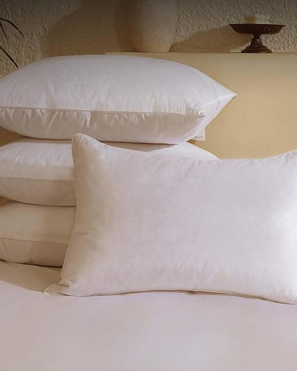 BHZ Goose Down Feather Pillows Standard Size Set of 4 Pack, Luxury Hotel Alternative Collection Bed Pillows for Sleeping Firm Soft Support for Side & Back Sleepers, White