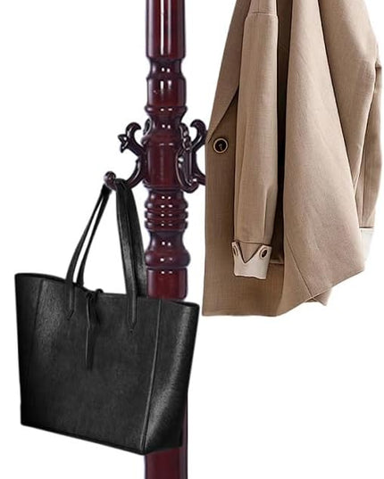 Wooden Coat Racks, Retro 78" Coat Tree with 12 Hooks & Stable Triangular Base, Entryway Coat Rack Freestanding for Hat, Clothes, Scarves, Handbags, Umbrella (Mahogany)