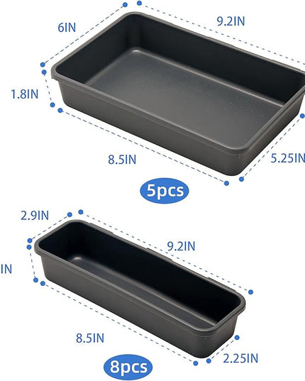 BYCY Office Drawer Organizers Bins Junk Drawer Organizers Tray Storage Dividers for Office Desk Dress Makeup (13pcs 2Size)