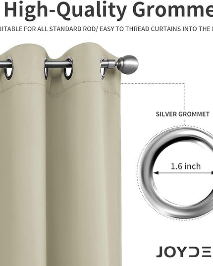 Joydeco Light Beige Custom Solid Single Blackout Curtain for Bedroom and Living Room, Grommet Thermal Insulated Room Darkening Curtain 1 Panel (Custom Size,Light Beige)