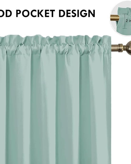 DWCN Blackout Curtains for Living Room Thermal Insulated, Energy Saving & Noise Reducing Bedroom Curtains, Sage Green, W 60x L 84 Inch, Set of 2 Rod Pocket Curtain Panels