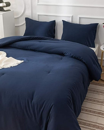 Luxlovery Navy Blue Comforter Set King Size Navy Bedding Comforter Sets Soft Dark Blue Blanket Quilts Lightweight Soft Breathble Solid King Comforter Set