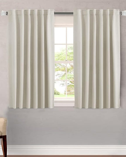 H.VERSAILTEX Light Reducing Curtains Thermal Insulated Window Treatment Panels Room Darkening Privacy Assured Drapes for Living Room Back Tab/Rod Pocket Bedroom Drapes 2 Panels, Ivory - 52 x 45 Inch
