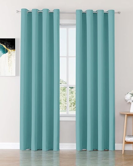 ChrisDowa Blackout Curtains 108 inches Long for Bedroom - 2 Panels Set Grommet Thermal Insulated Room Darkening Curtains for Living Room (Aqua, 52 x 108 Inch)