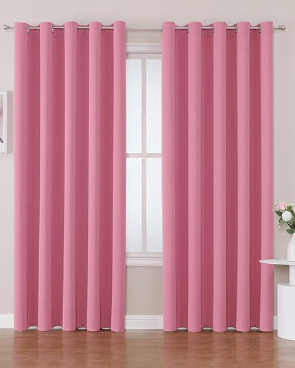 ChrisDowa Blackout Curtains 70 inches Wide for Bedroom - 2 Panels Set Extra Wide Grommet Thermal Insulated Room Darkening Curtains for Living Room (Pink, 70 x 84 Inch)