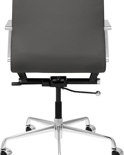 Laura Davidson Furniture SOHO II Padded Management Office Chair - Mid Back Desk Chair with Arm Rest, Swivel & Cushion Availability, Made of Faux Leather, Dark Grey, Computer Chair