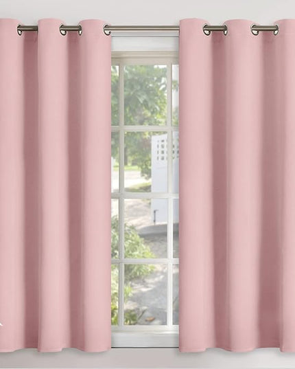 YoungsTex Baby Pink Room Darkening Curtains for Girl Bedroom 54 Inch Length - Thermal Insulated Window Drapes with Grommet Privacy for Kitchen Bathroom Living Room, 2 Panels, 42 x 54 Inch