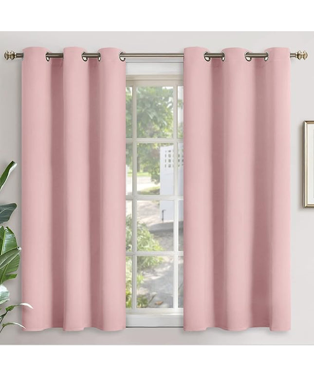 YoungsTex Baby Pink Room Darkening Curtains for Girl Bedroom 54 Inch Length - Thermal Insulated Window Drapes with Grommet Privacy for Kitchen Bathroom Living Room, 2 Panels, 42 x 54 Inch