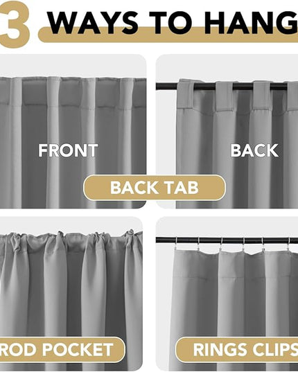 H.VERSAILTEX Blackout Curtains Thermal Insulated Window Treatment Panels Room Darkening Blackout Drapes for Living Room Back Tab/Rod Pocket Bedroom Draperies (2 Panels, Grey, 42 x 84 Inch)