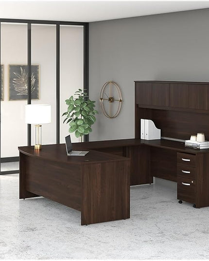 Bush Business Furniture Studio C Bow Front Desk, 72W x 36D, Black Walnut