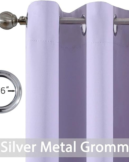 Yakamok Blackout Curtains Room Darkening Thermal Insulated Window Panels,Solid Grommet Top Drapes for Bedroom/Living Room(42Wx72L, Lilac, 2 Panels)