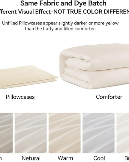 ROSGONIA Oversized King Comforter Ivory, 3pcs(1 Boho Comforter & 2 Pillowcases) Soft Lightweight Oversized King Size Comforter Sets All Season Bedding