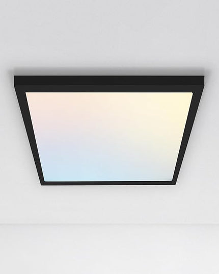 ASD LED 12" Square Flush Mount Ceiling Light Fixture, Low Profile Surface Lighting | 5CCT, Dimmable, Ultra-Thin, ETL Listed | 24W 1700LM 2700-6000K 120V | Kitchen, Bedroom, Hallway Lamp | Black