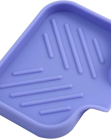 Silicone Bathroom Soap Dishes with Drain Spout-Bathroom and Kitchen Sink Organizer,Sponge Holder,Dish Soap Tray,Perfect for Dispenser,Scrubber,Bottle on Sink or Counter-Light Purple 4.9"×3.2"