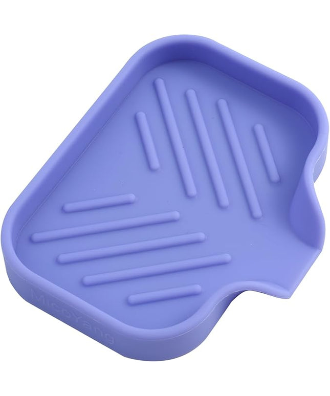 Silicone Bathroom Soap Dishes with Drain Spout-Bathroom and Kitchen Sink Organizer,Sponge Holder,Dish Soap Tray,Perfect for Dispenser,Scrubber,Bottle on Sink or Counter-Light Purple 4.9"×3.2"