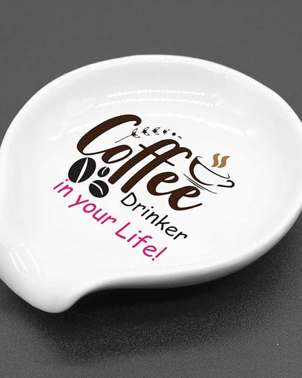 Funny Colourful Coffee Spoon Rest- Ceramic Coffee Spoon Holder-Cafe Station Bar Accessories-Coffee Drinker in Your Life Sign