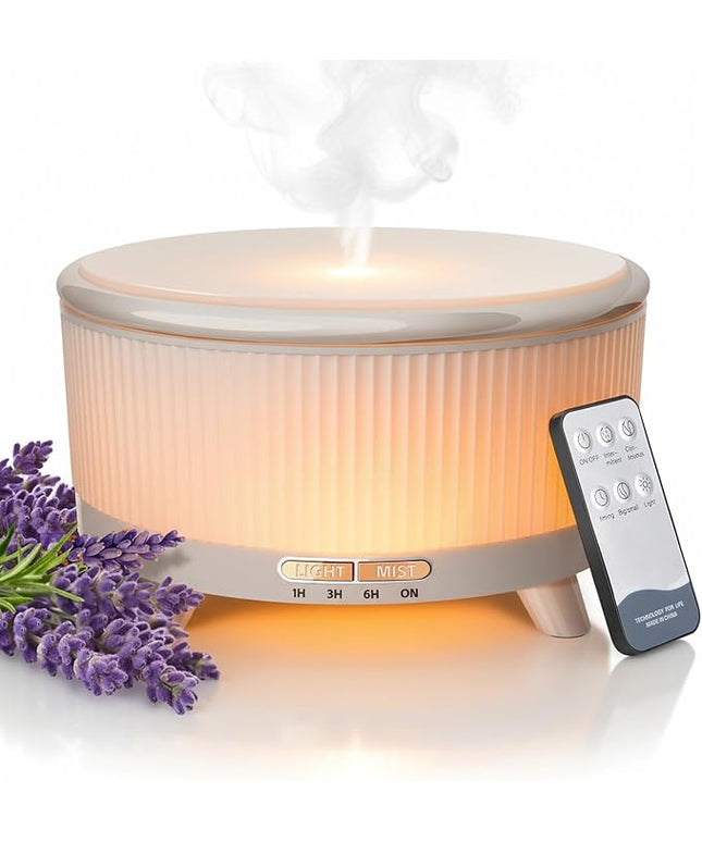 20-Hour Long-Lasting Aromatherapy, 500ML Large Essential Oil Diffuser: Ultrasonic Cool Mist Humidifier with Remote, 7 Color Lights, Timer, Auto-Off for Home/Bedroom/Yoga (Minimalist White)