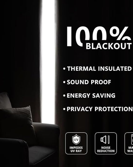 100% Blackout Curtains 90 inch Length 1 Panel Faux Linen Long Drapes for Bedroom Living Room Black Out Room Darkening Curtain Thermal Insulated Back Tab Rod Pocket(W70 x L90, Off-White)