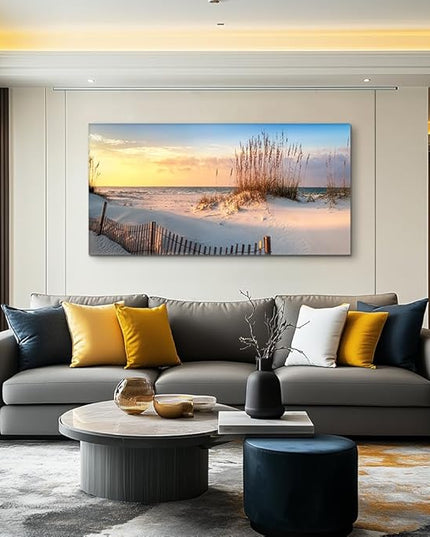 Canvas Wall Art For Living Room Seaview Sand Dunes Seagrass Landscapes Large Size Wall Decor Ready To Hang Home Decorations Bedroom Kitchen Inspirational Canvas Prints Posters Painting Mural Artwork