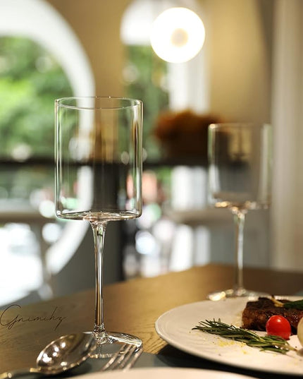 Wine Glasses Set of 2-16oz Cylindrical Red White Wine Glass, Made from Lead-Free Premium Crystal, Great Gift for Wedding, Anniversary, Christmas, Birthday, 9’’ Tall, Clear