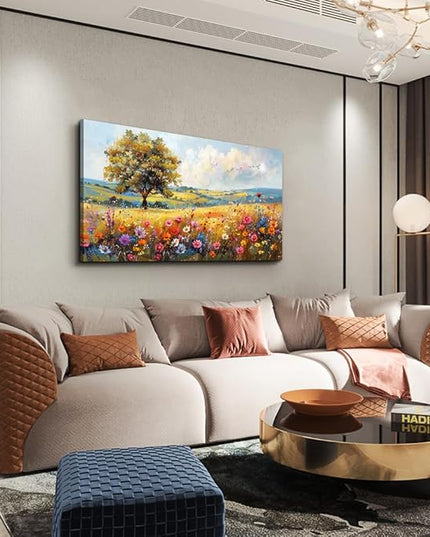 hyidecorart Canvas Wall Art For Living Room Wall Decor For Bedroom Office Decorations Field Pictures Artwork Flower Scenery Watercolour Wall Paintings Aesthetic Room Home Decor Ready to Hang