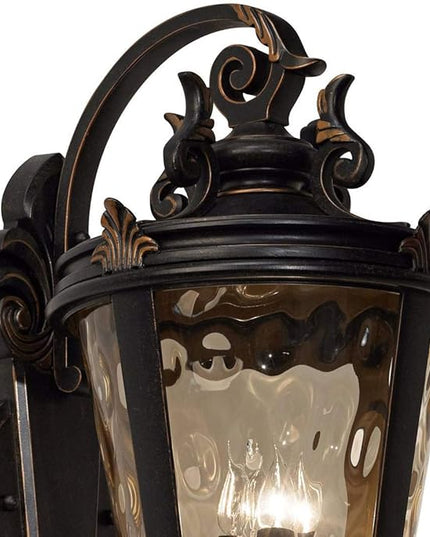 John Timberland Casa Marseille European Outdoor Wall Fixture Veranda Bronze Brown Ornate Scroll 36" Champagne Hammered Glass for Exterior House Porch Patio Outside Deck Garage Front Door Home