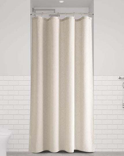 Naturoom 42 Inch Shower Curtain - Stall Narrow Half Green Linen Ultra Thick Fabric Shower Curtain Set with Hooks, Boho Farmhouse Rustic RV Camper Bath Curtains for Bathroom, Light Tan, 42x72