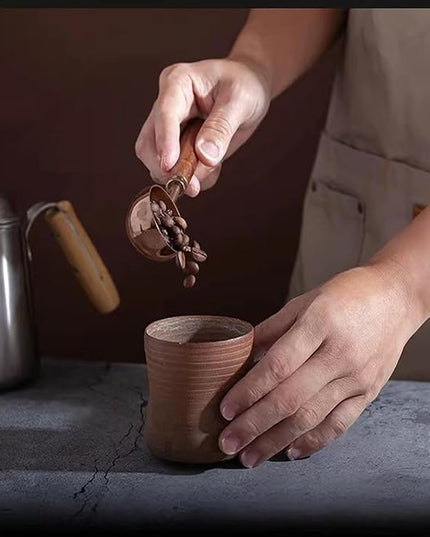 Vintage Coffee Measuring Spoon - 304 Stainless Steel, Coffee Scoop，10g Capacity, Walnut Handle - Perfect for Coffee, Tea, and More (Rose Gold)