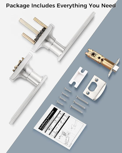 Mengico 6 Pack Door Lever Interior,Nickel Door Lock,Door Lever Passage Lock(for Hallway&Close)