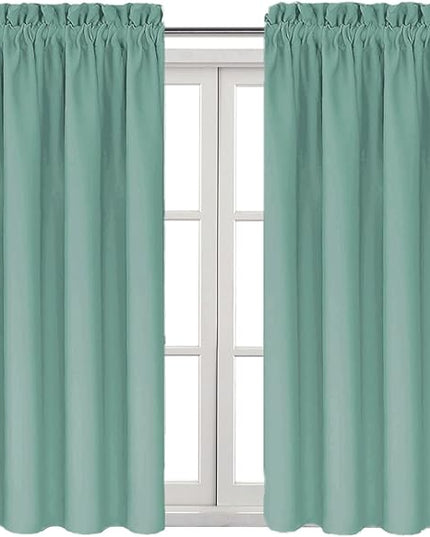 DWCN Blackout Curtains for Living Room Thermal Insulated, Energy Saving & Noise Reducing Bedroom Curtains, Sage Green, W 42x L 54 Inch, Set of 2 Rod Pocket Curtain Panels