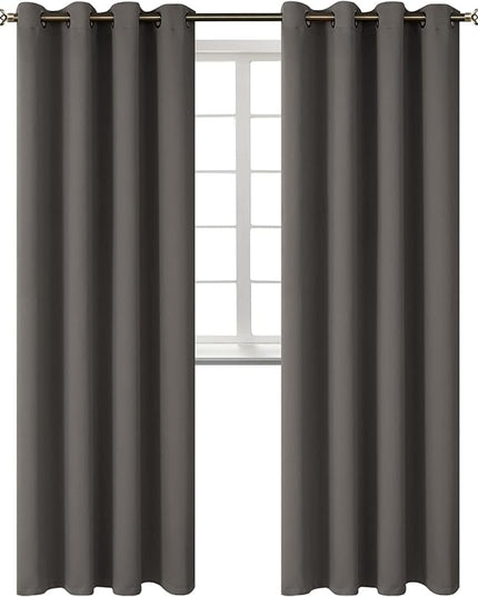BGment Blackout Curtains - Grommet Thermal Insulated Room Darkening Bedroom and Living Room Curtains, Set of 2 Panels (52 x 120 Inch, Grey)