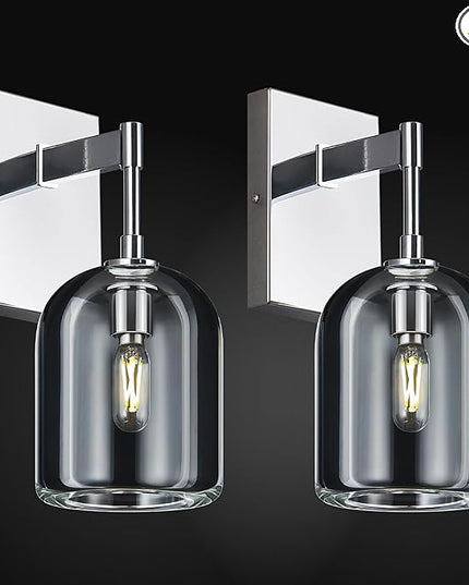 Modern Crystal Wall Sconces Set of Two Indoor Chrome Wall Lamp Vanity Wall Lighting for Bathroom Bedroom Living Room Stair（2Pack）